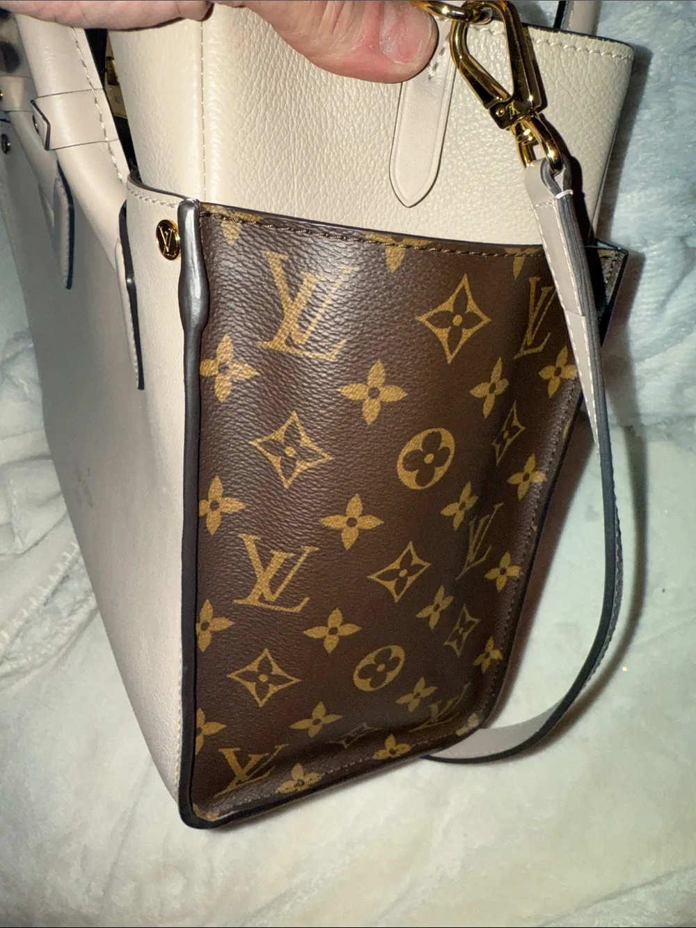 Louis Vuitton LV on my side MM Monogram Canvas Tote with Gold Hardware